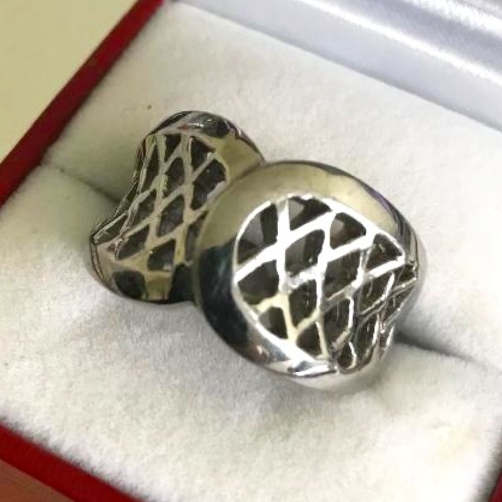 Men's Silver-Tone Netted Pinky Ring